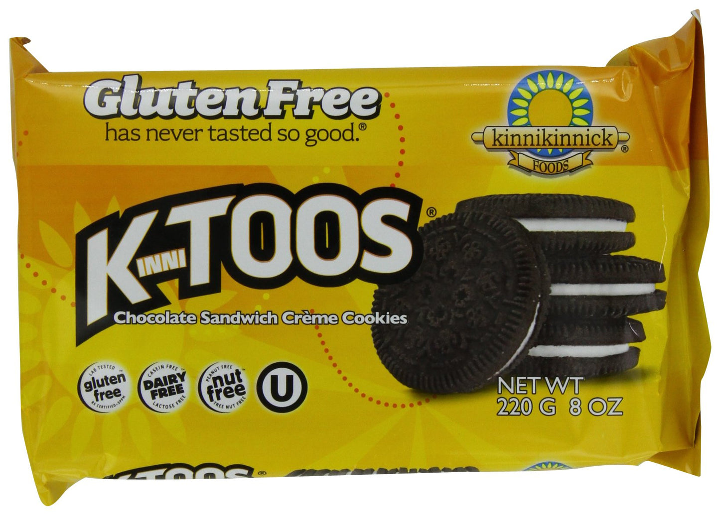 KinniToos Gluten Free Cookies, Chocolate Sandwich Creme, 8 Ounce (Pack of 6)