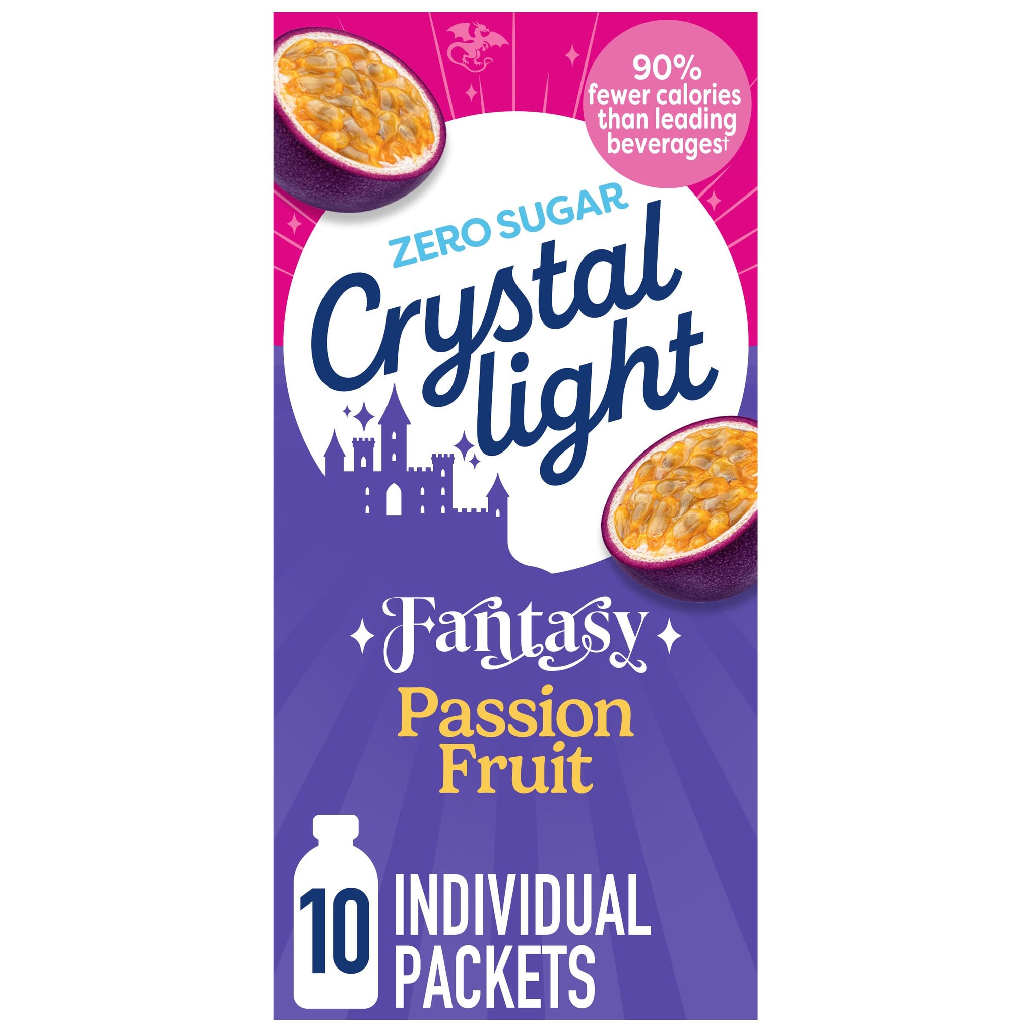 Crystal Light Drink Mix, 10 Individual Packets, Hydration for Book Lovers and Fantasy Readers, Passion Fruit Artificial Flavor, Zero Sugar, No