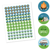 Happy Camper Party Favors - Round Candy Stickers - 108pc
