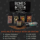 Bones Coffee Company NEW World Tour Sample Pack Box Set with Specialty Coffee Mug, 5 Assorted Single-Origin Low Acid Medium Roast Arabica Beans