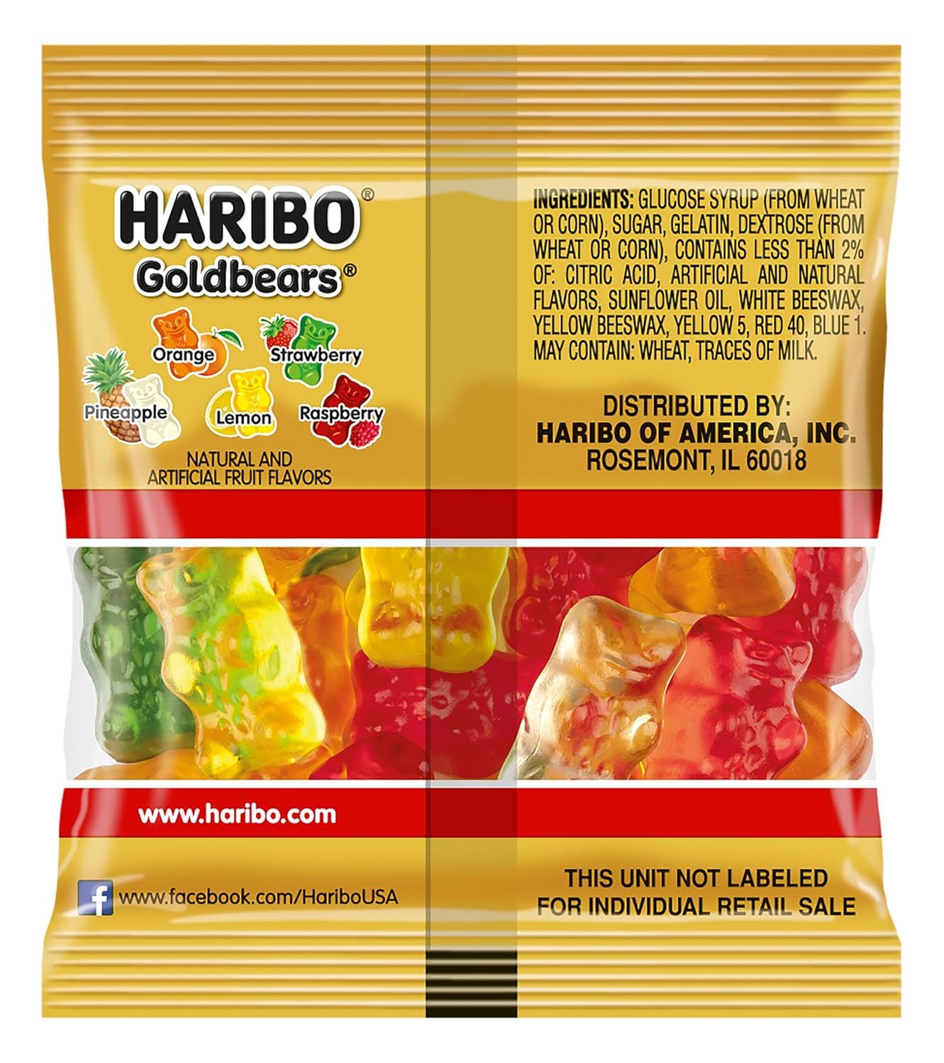 Haribo Easter Candy - Plastic Egg with Gummi Bear Goldbears - 6 Mini Treat Sized Bags in Original Flavors - Individually Wrapped Fruity Gummy Bears