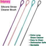 Straw Cleaner Brush, 2PCS Extra Long Silicone Straw Brush for Stanley Cup Accessories, Tumbler, Water Bottle, Reusable Straws Cleaning Brushes