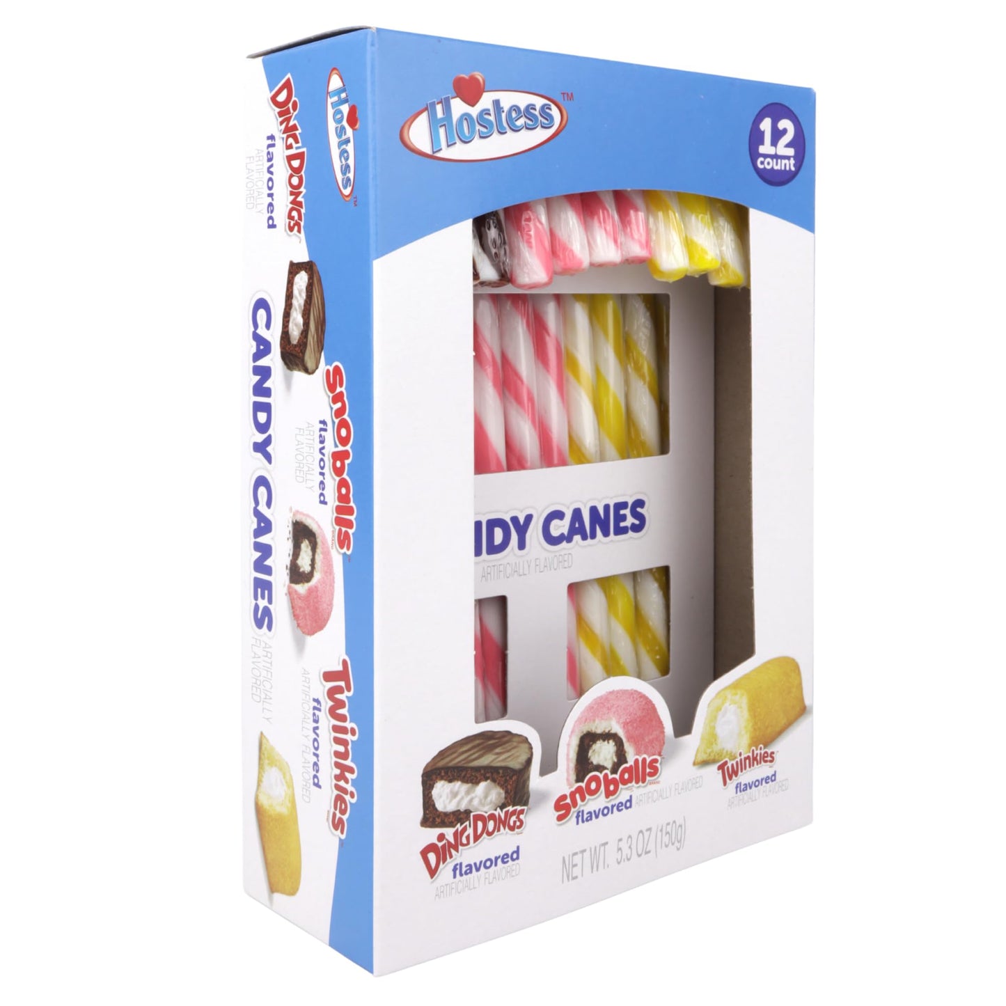 Hostess Assorted Candy Canes - Ding Dongs, Snoballs, and Twinkies Flavored Candy Canes, 12 Ct Box, 5.3 Oz