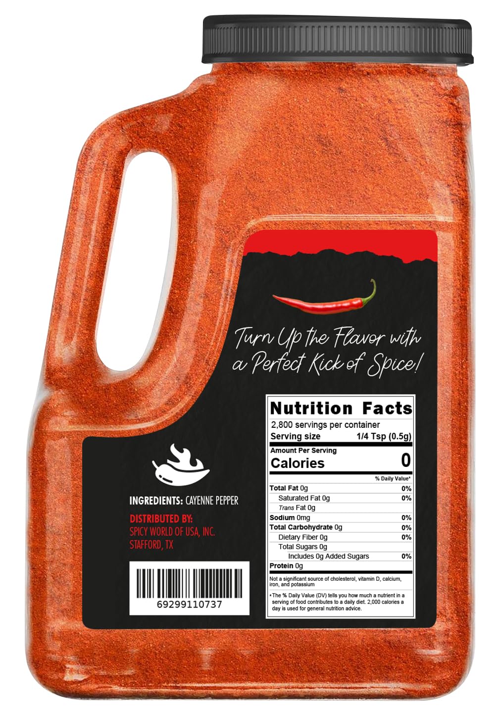 Spicy World Hot Cayenne Pepper Powder Bulk 5 LBS Jar - Red Ground Pepper 50,000 SHU Heat Unit - Gluten Free All Natural Red Pepper - For Commercial