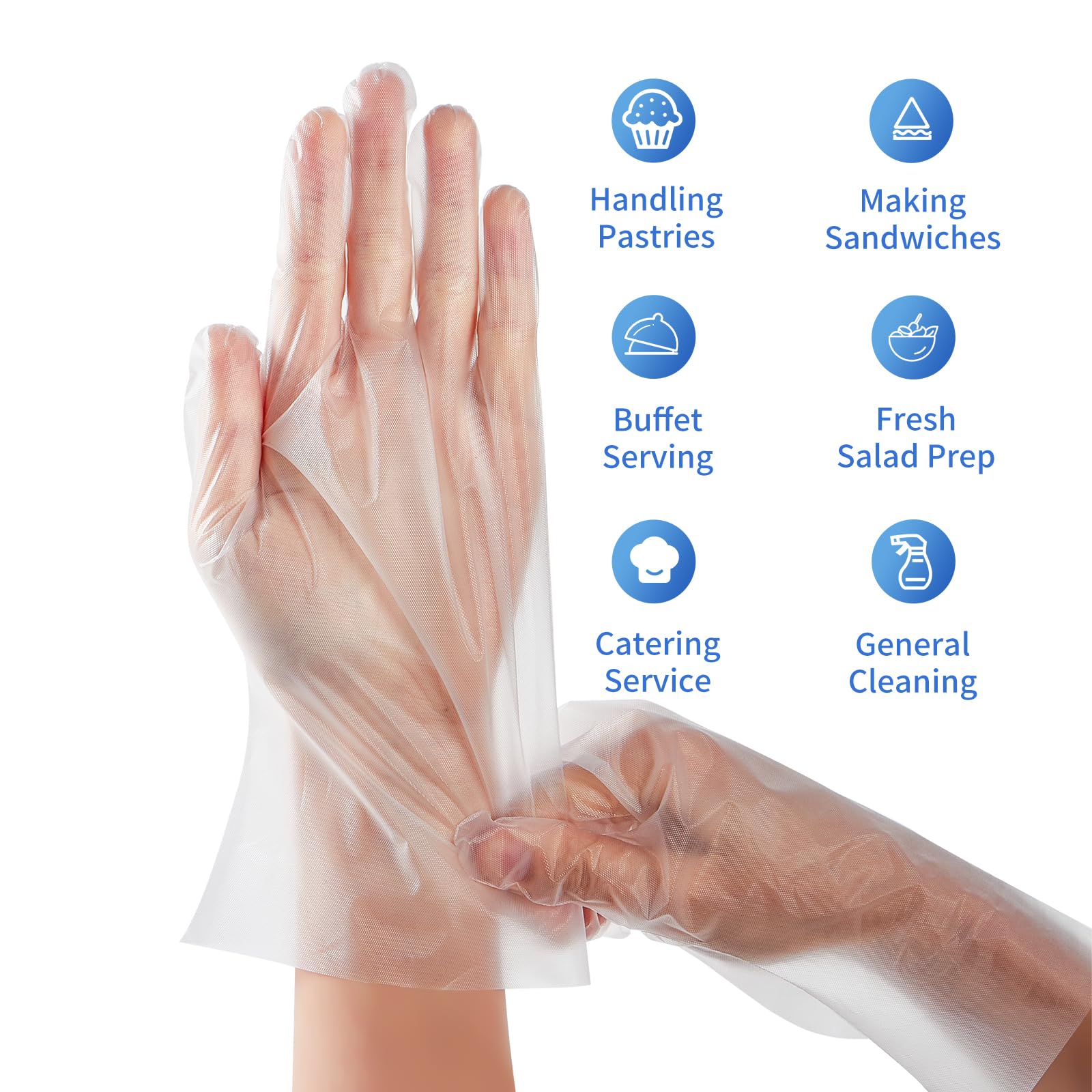 DealbyBox 1000pcs Plastic Food Safe Gloves, Disposable Gloves for Restaurant Cooking, Food Handling, Serving, Prep,Baking. (Medium)