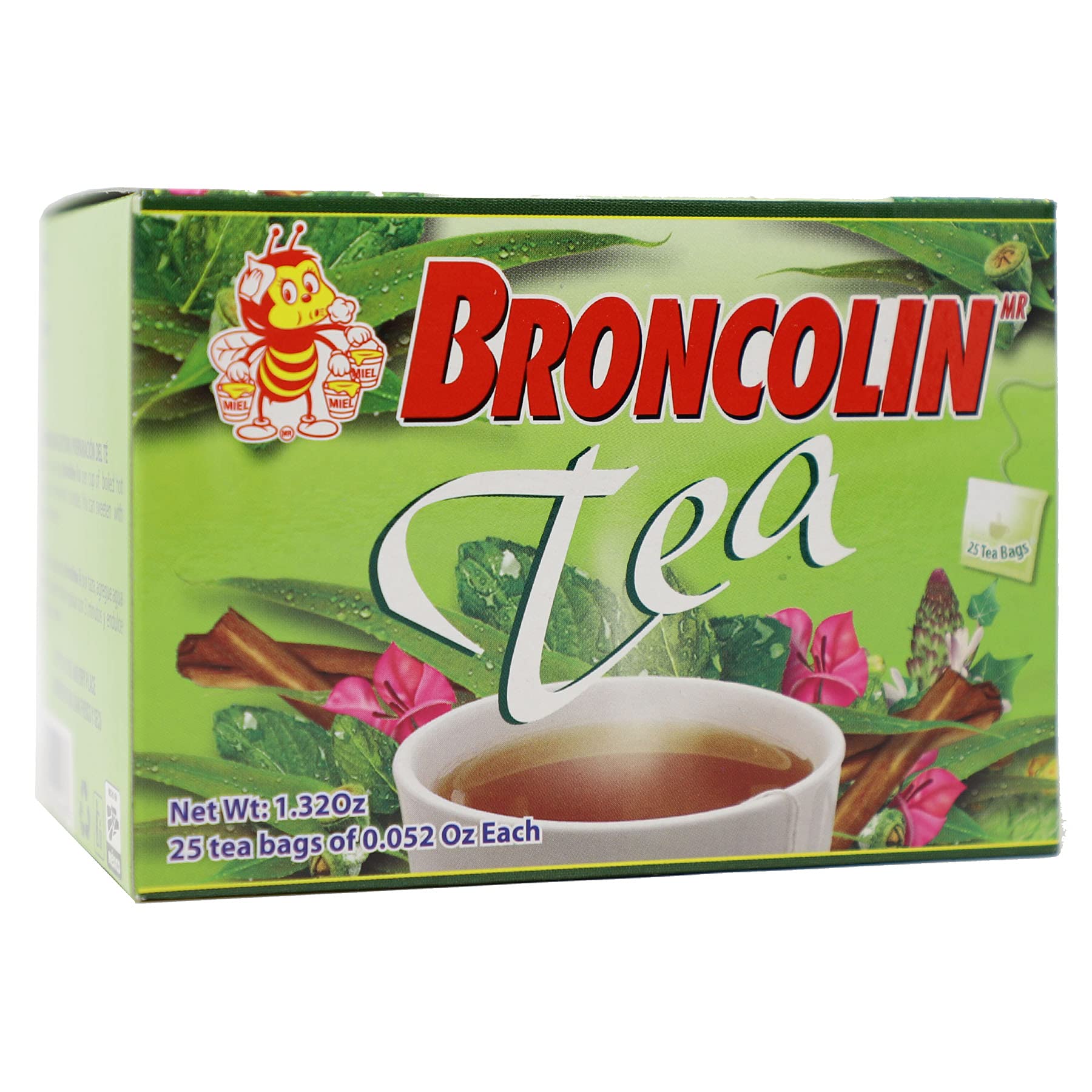 Broncolin Tea, Natural Remedy, Herbal Tea Made with Plant Extracts, 2-Pack of 25 Tea Bags