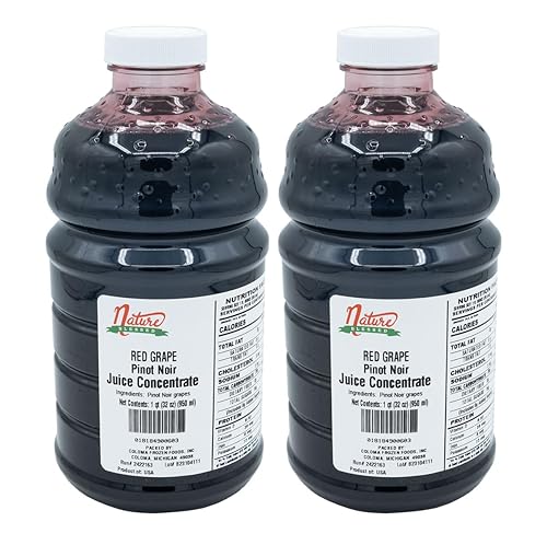 Nature Blessed 100% Pure Pinot Noir Red Grape Fruit Juice Concentrate - 2- Quarts (2/32 fl oz. bottles), Ideal for Home Vintners or Brewers, Wine