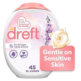 Dreft Laundry Detergent Pacs, Lightly Scented, Lavender, For Baby and Family, XL Pacs, 45 Count