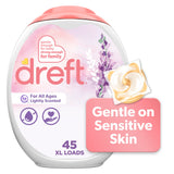 Dreft Laundry Detergent Pacs, Lightly Scented, Lavender, For Baby and Family, XL Pacs, 45 Count