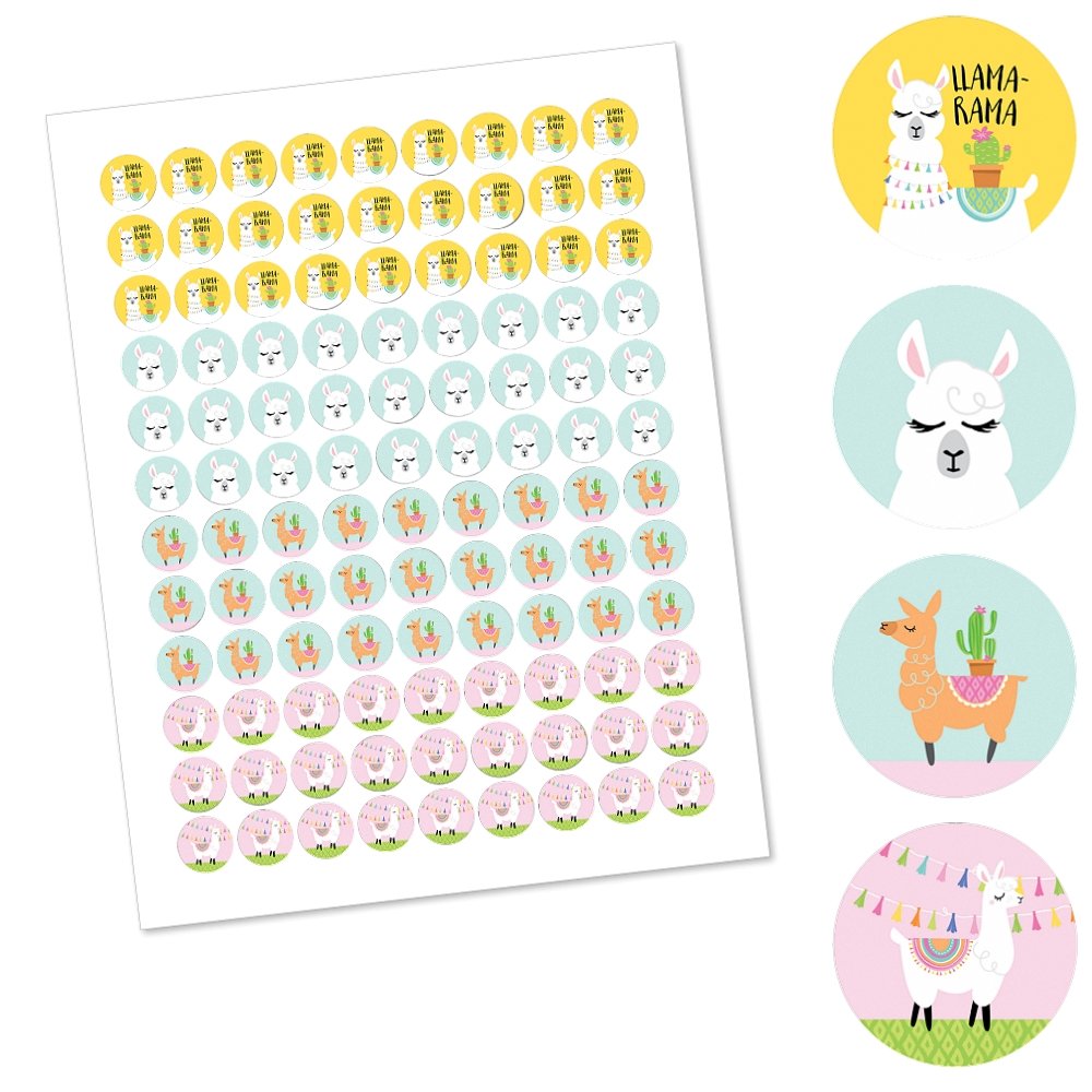 Whole Llama Fun - Llama Party Favors - Round Candy Stickers - 108pc