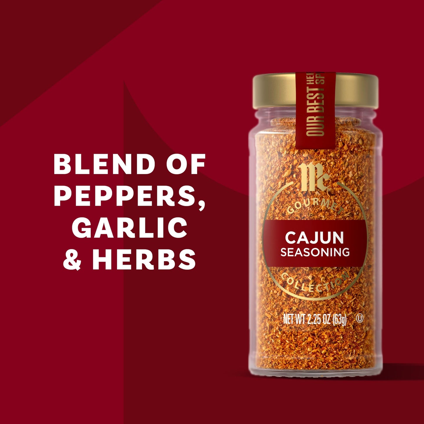 McCormick Gourmet Collection Cajun Seasoning, Non GMO, Our Best Herbs & Spices, Spicy, Louisiana-Style Blend with Garlic, Onion & Peppers, Jazz Up