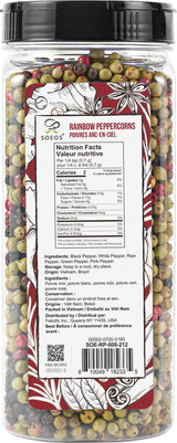 Soeos Rainbow Peppercorns, 8oz (Pack of 1), Non-GMO, Kosher, Packed to Keep Peppers Fresh, Peppercorn for Grinder Refill, Whole Peppercorns