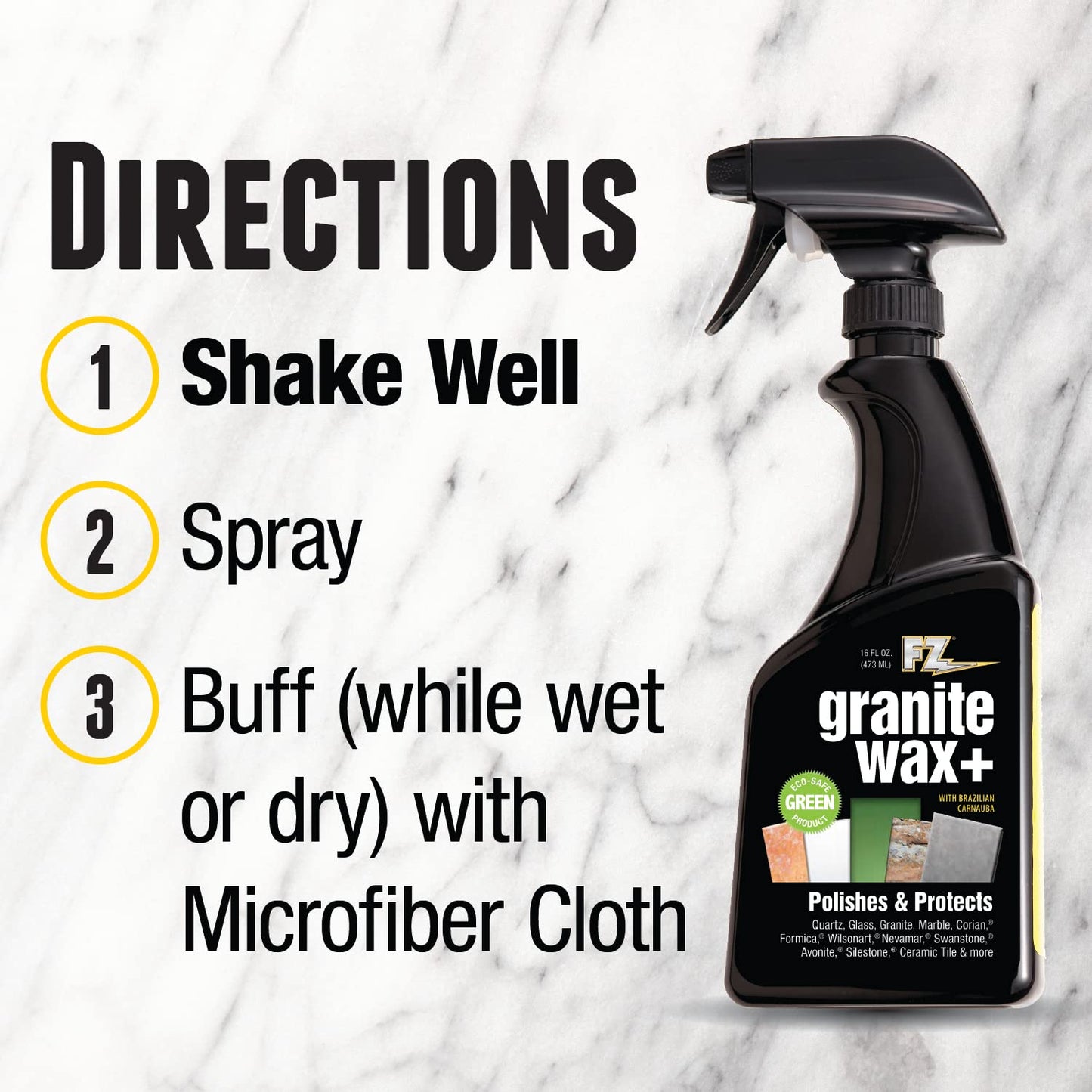 Granite Wax Plus - Granite Cleaner & Polish, Hard Water Stain Remover, Kitchen, and Bathroom Cleaner - Streak-Free Shine, Carnauba Wax, Banana Scent