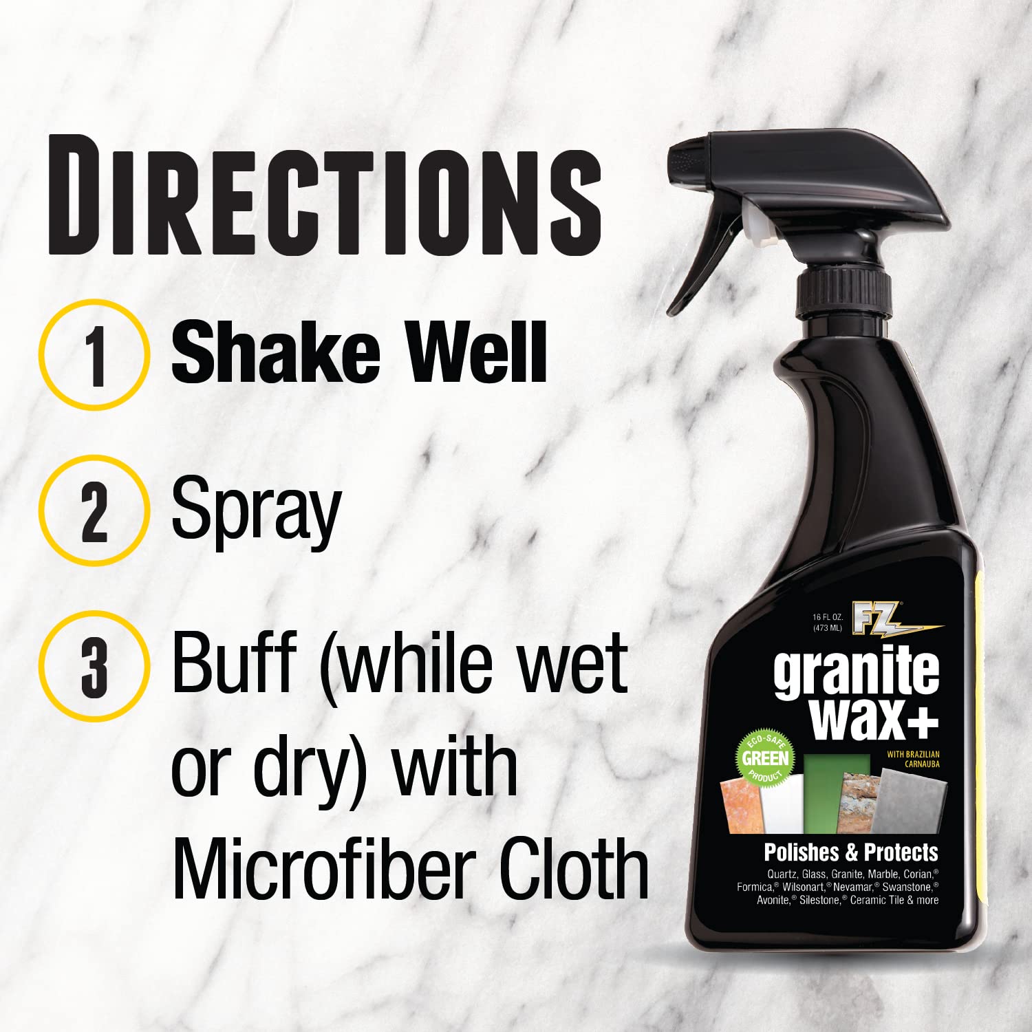 Granite Wax Plus - Granite Cleaner & Polish, Hard Water Stain Remover, Kitchen, and Bathroom Cleaner - Streak-Free Shine, Carnauba Wax, Banana Scent