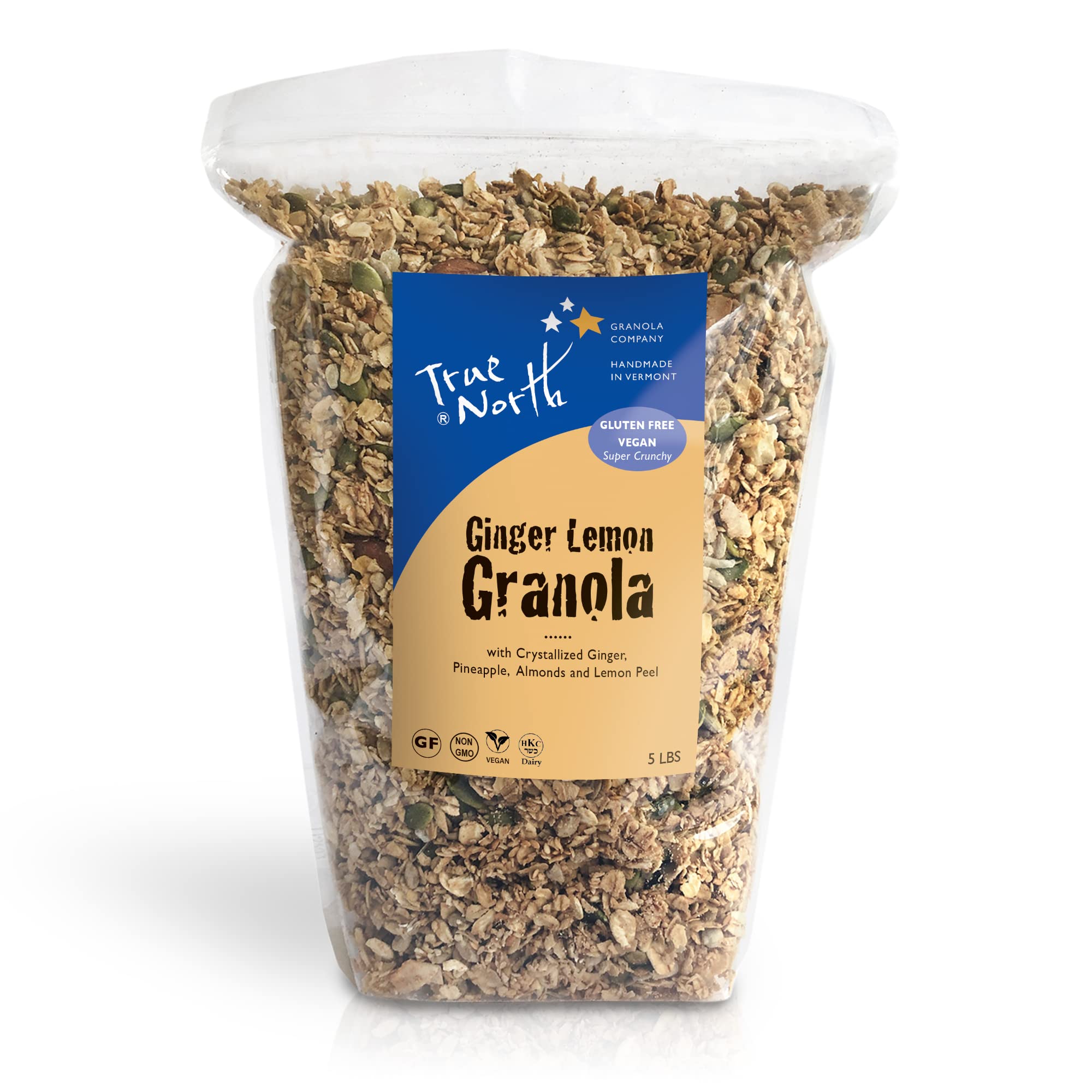 True North Granola - Ginger Lemon Granola with Pineapple and Almonds, Gluten Free, Vegan, All Natural and Non-GMO, Bulk Bag, 5 lb.