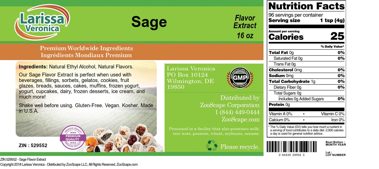 Sage Flavor Extract (16 oz, ZIN: 529552) - 2 Pack