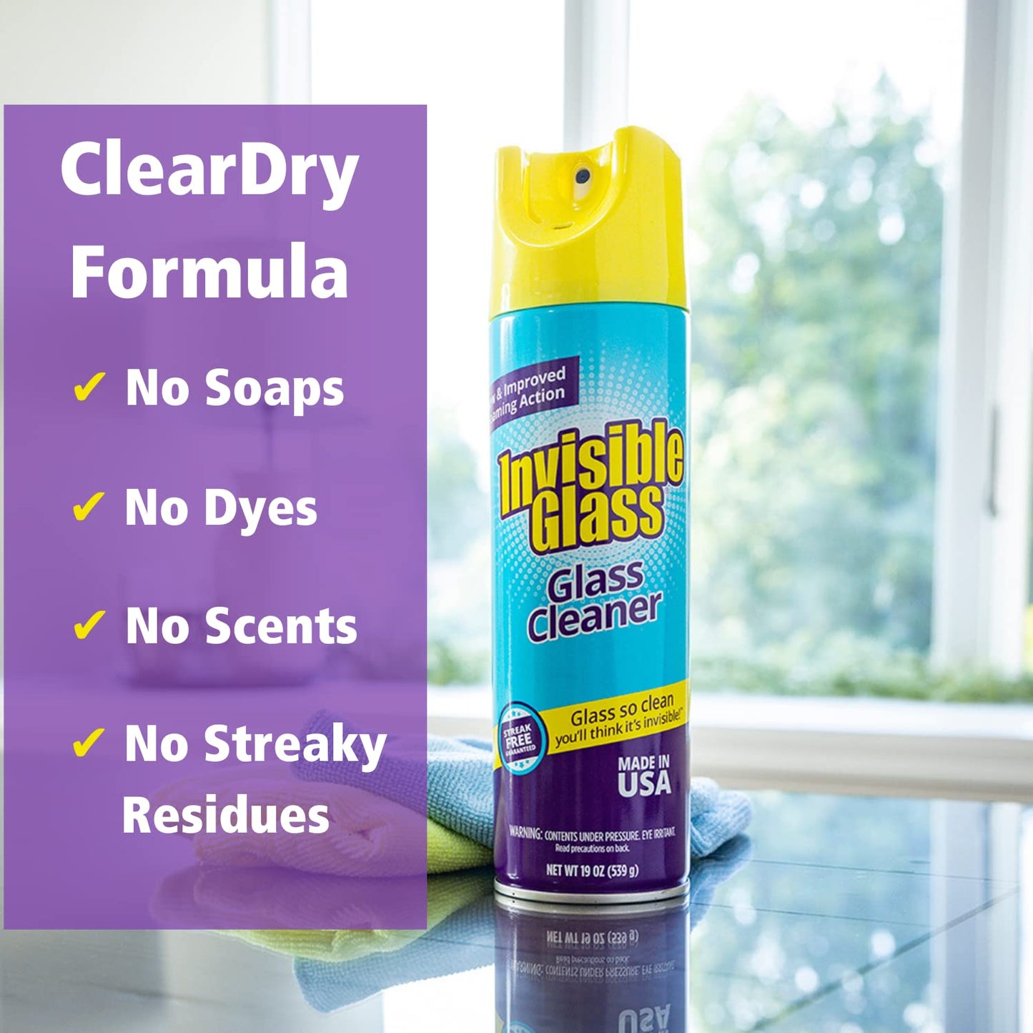 Invisible Glass 91160 Premium Aerosol Glass and Window Foaming Cleaner Spray - Cleans Glass, Windows, Mirrors, Shower Doors, and More - Streak-Free