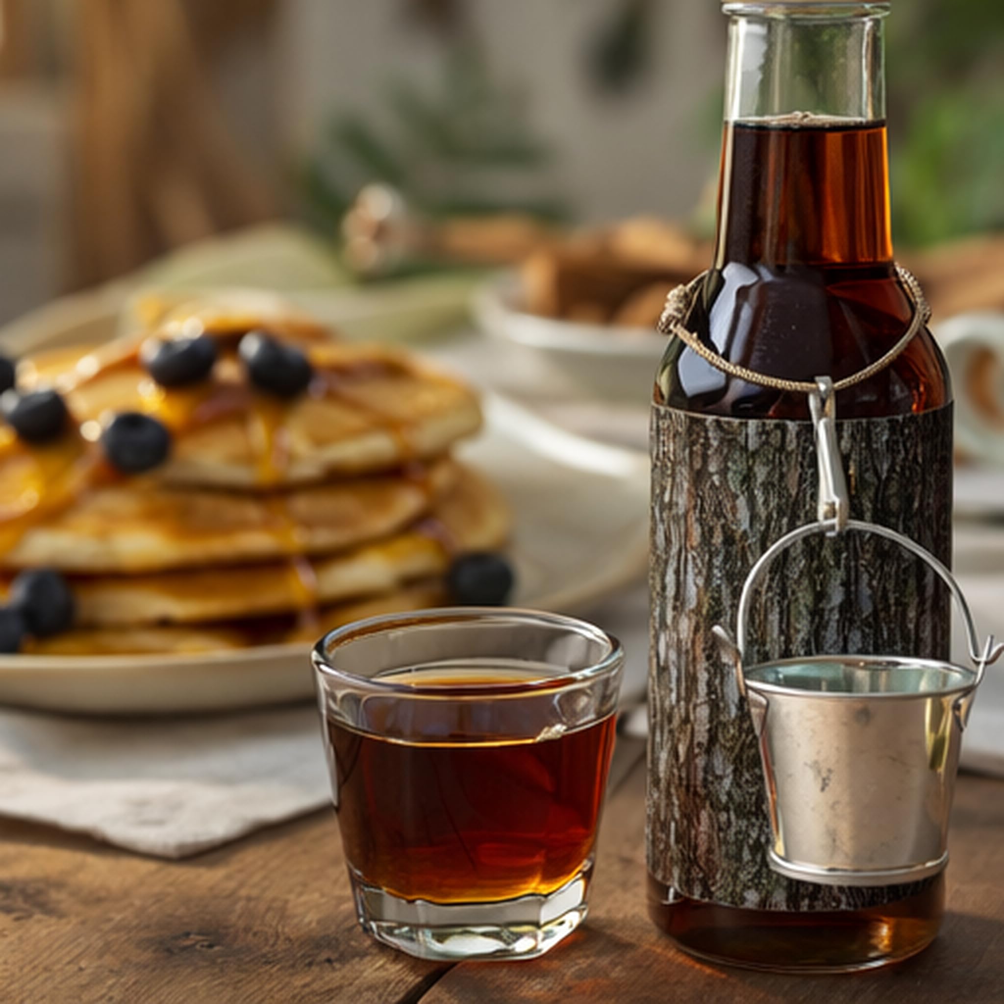 Vermont Maple Syrup Sampler Pack of Maple Trees, Four 8.5 oz Glass Bottle with Decorative Metal Sap Buckets, Pure, Small-Batch, Handcrafted on Small