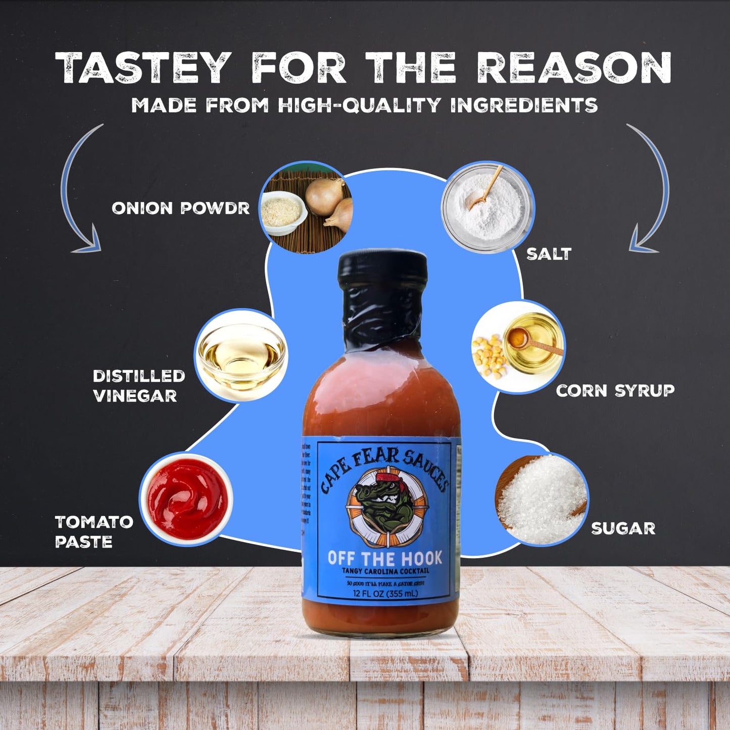 Cape Fear Sauces Off the Hook Cocktail Sauces for Shrimp and Seafood, Classic Cocktail Sauce Perfect for Your Favorite Dishes with Fresh Horseradish