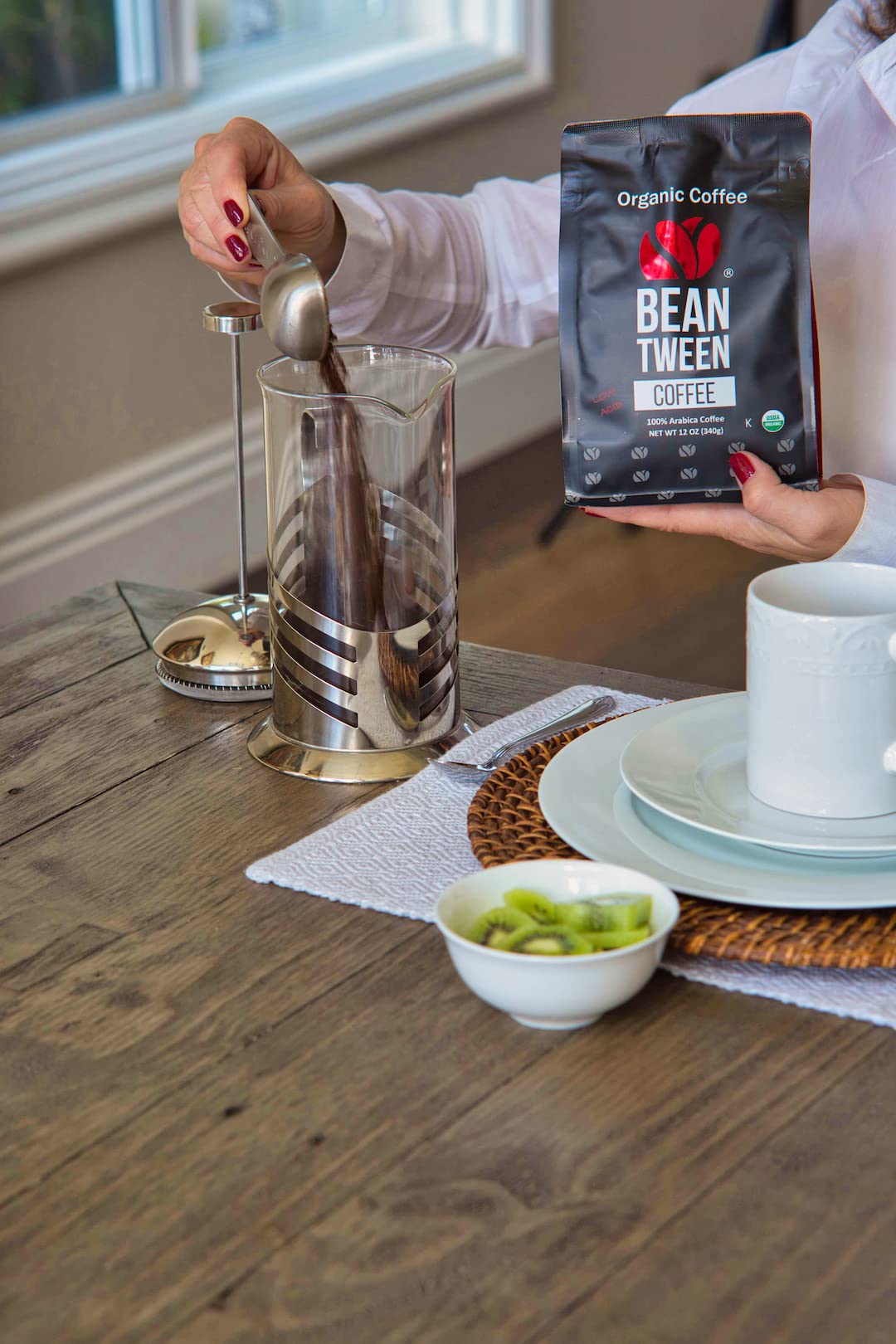 Beantween Coffee: Premium Organic MEDIUM ROAST Ground (12oz) of 100% Arabica Coffee - Low Acid, MOLD-FREE, Certified Organic, Kosher, Single Origin