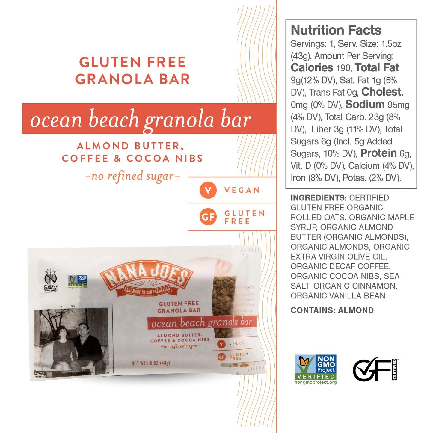 Nana Joes Granola Ocean Beach | Almond Butter, Coffee & Cacao Nibs | Handmade Gluten-Free, Vegan, Healthy, Organic, Plant-Based, No Refined Sugar |