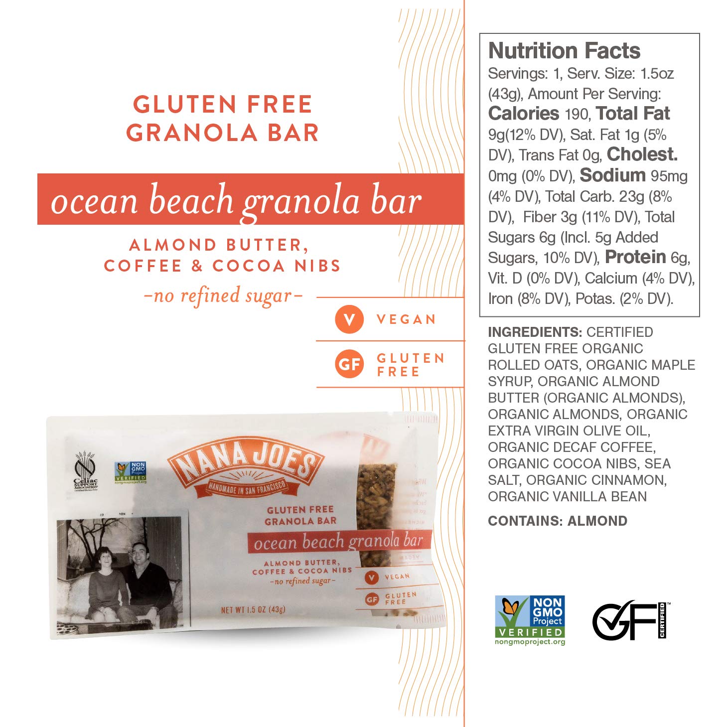 Nana Joes Granola Ocean Beach | Almond Butter, Coffee & Cacao Nibs | Handmade Gluten-Free, Vegan, Healthy, Organic, Plant-Based, No Refined Sugar |