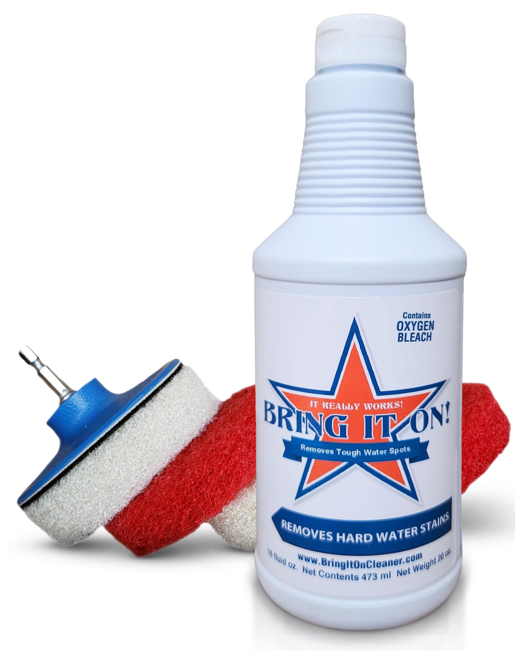 Bring It On Cleaner Hard Water Stain Remover 16 oz | Glass, Soap Scum Remover for Shower Glass, Fiberglass, Windows, Tile and Grout Cleaner