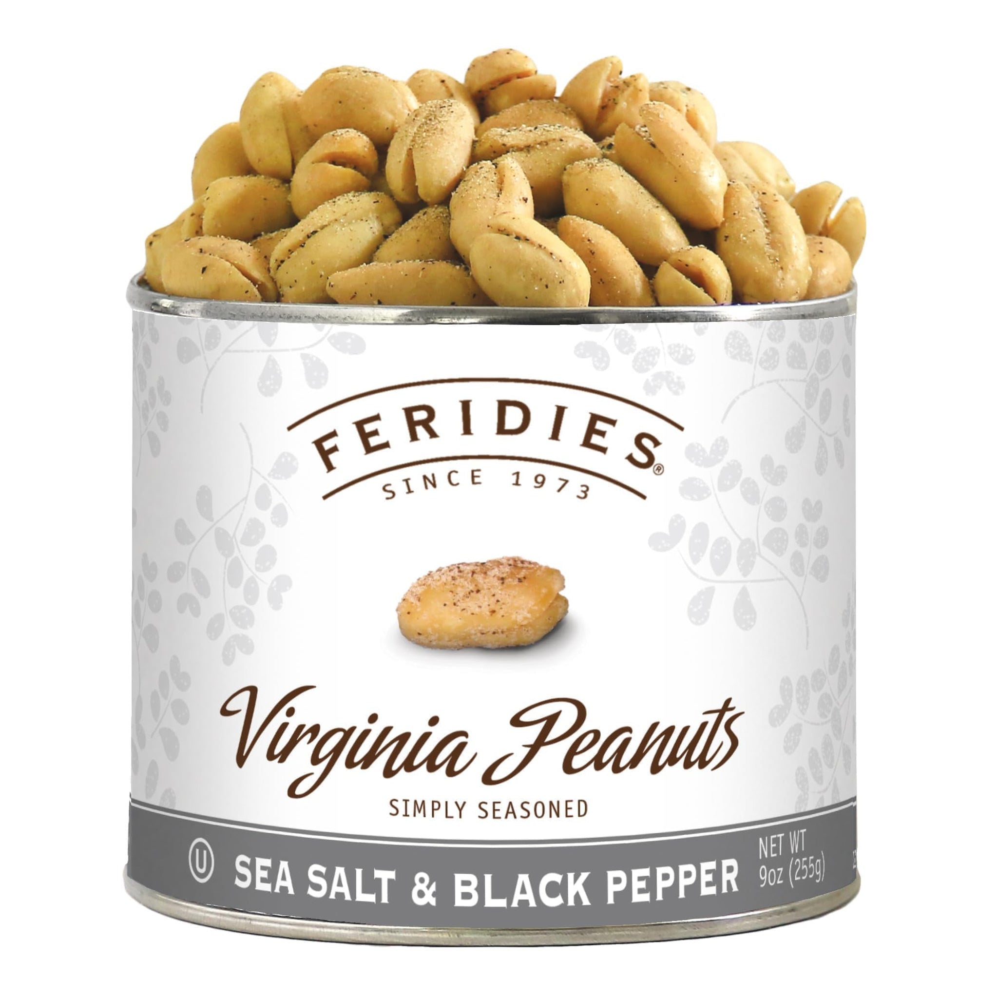 FERIDIES Salt and Pepper Peanuts, Super Extra Large Salted Virginia Peanuts, 9oz CAN