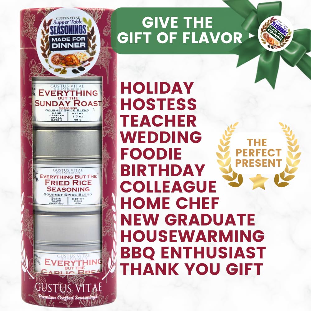 Made for Dinner: Supper Table Seasonings | Gift Packaged Set of 3 Spice Blends | All Natural, Non GMO | Gourmet Infused Spice & Herb Blends | Small