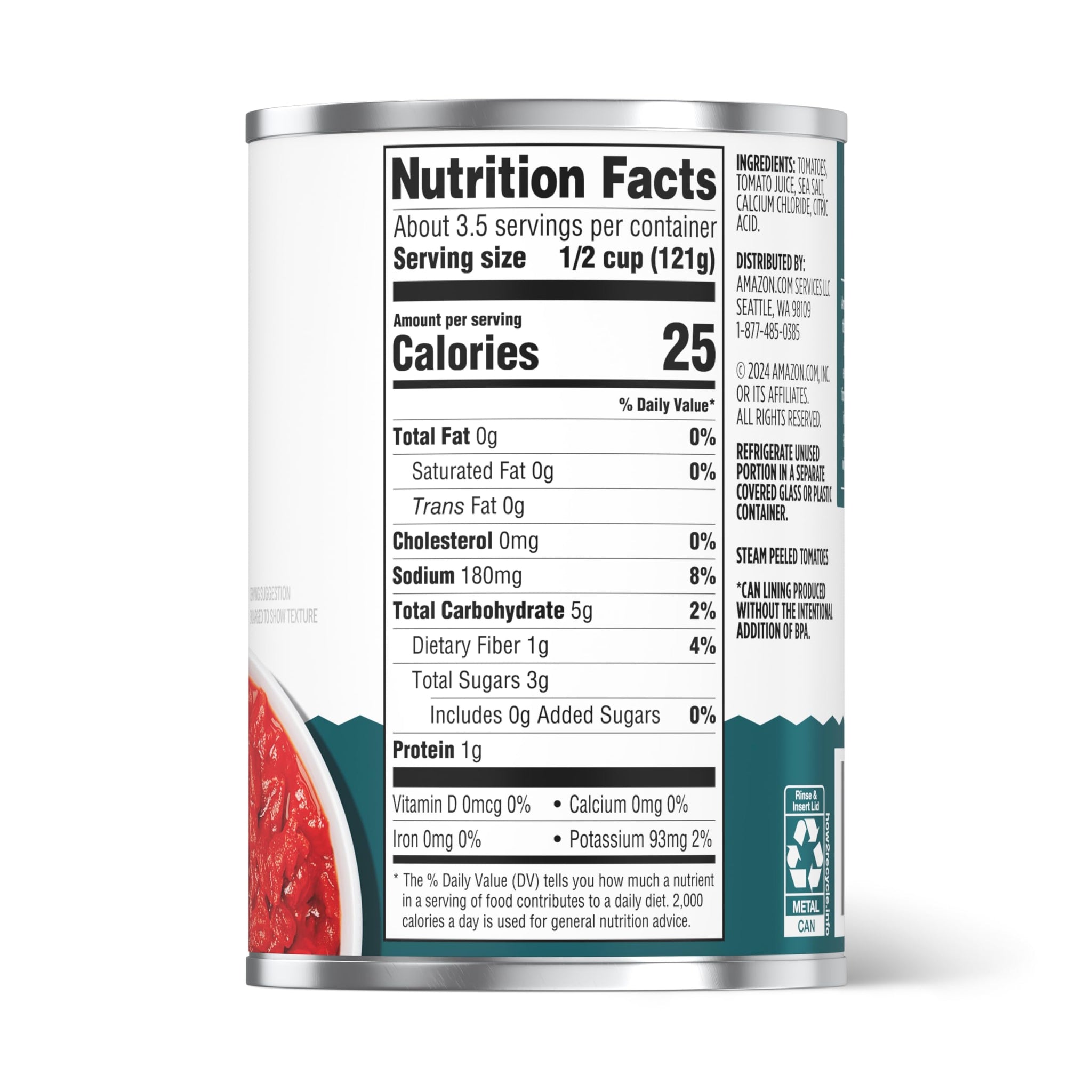 Amazon Fresh, Diced Canned Tomatoes In Tomato Juice, 14.5 Oz (Previously Happy Belly, Packaging May Vary)