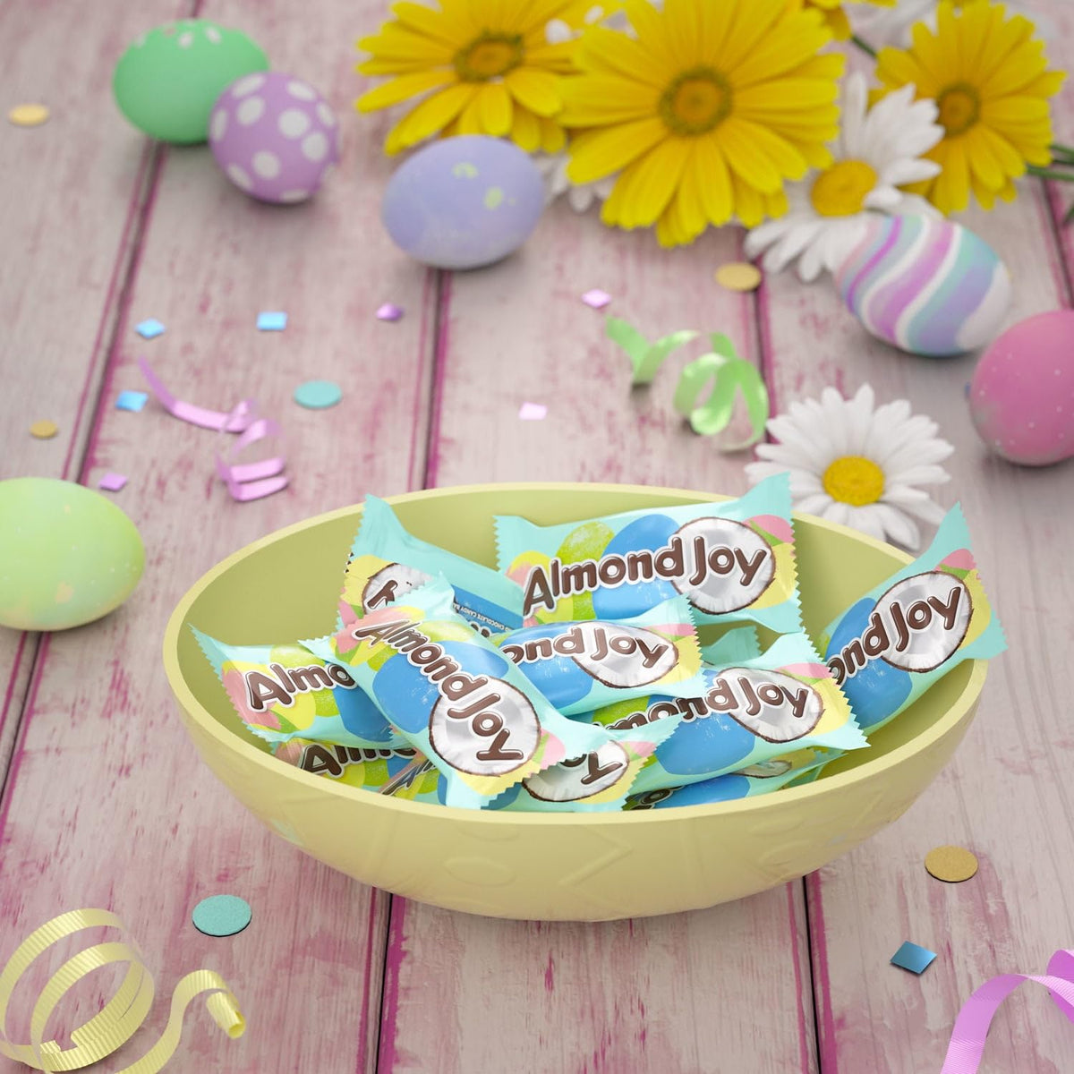Candykrave Almonds Joy Coconut and Almond Easter Chocolate candy - (1lb 25 Pieces) Snack Size Bulk Candy - Bulk individually wrapped chocolate candy