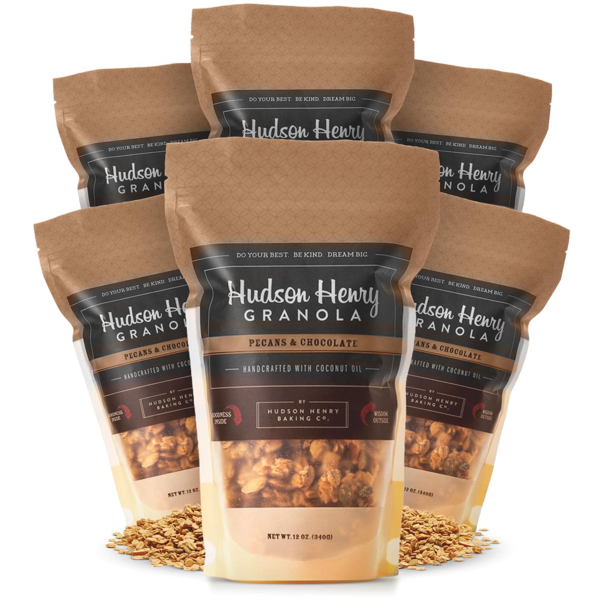 Hudson Henry Chocolate Pecan Granola | Gluten Free Granola with Nuts & Seeds | Vegan, Non-GMO & Small Batch Baked with Pure Maple Syrup & Extra Virgin