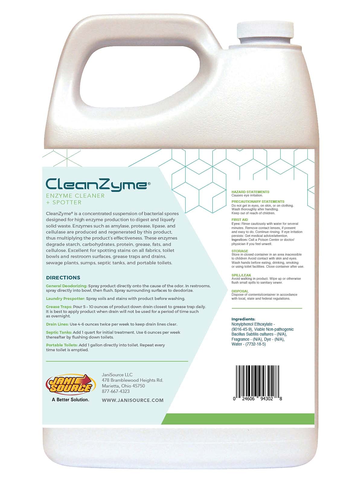 Jani-Source CleanZyme - Enzyme Cleaner, Pet Odor & Urine Remover - Case of 4 Gallons…