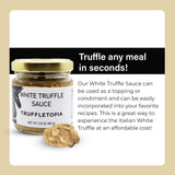 Truffletopia | Black and White Truffle Sauce w/Real Italian Truffles | Gourmet Pasta or Pizza Sauce | Use for Cooking | Gluten Free, Non-GMO | Gift