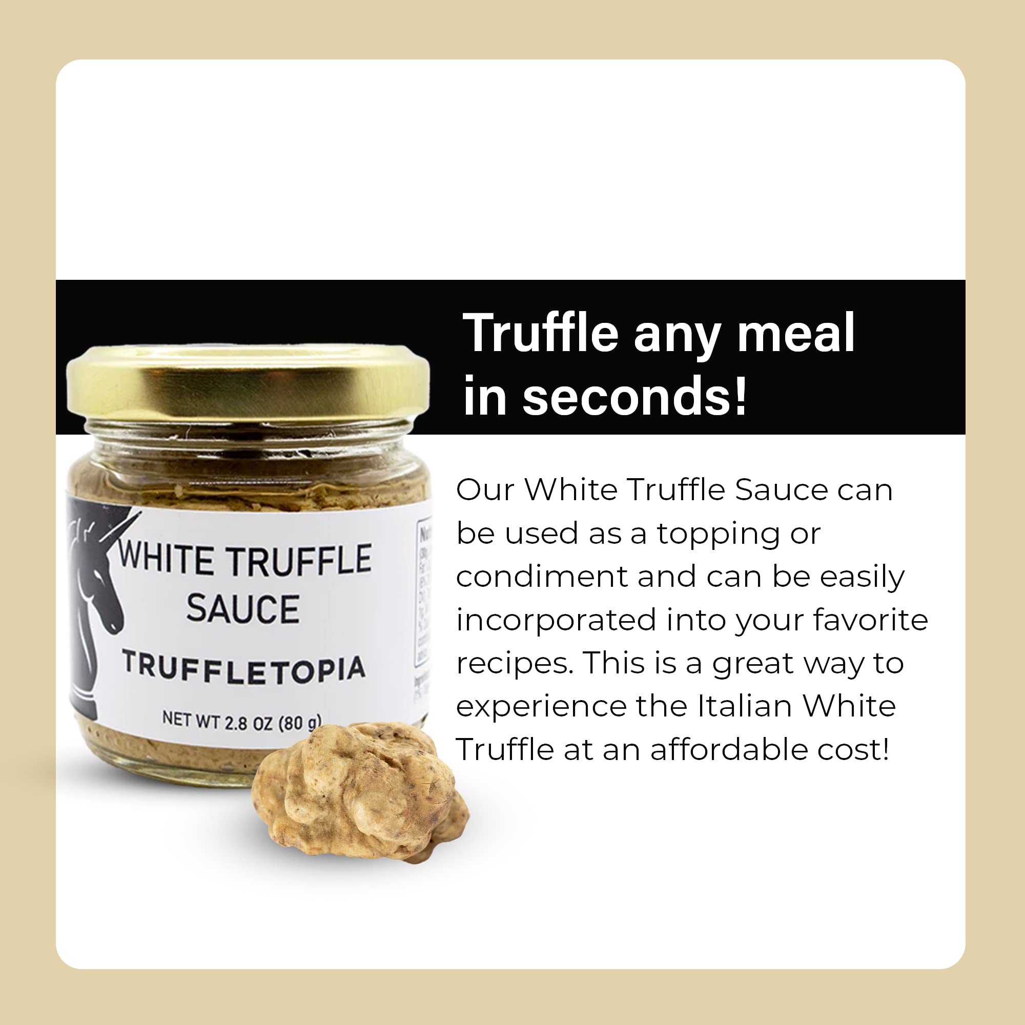 Truffletopia | Black and White Truffle Sauce w/Real Italian Truffles | Gourmet Pasta or Pizza Sauce | Use for Cooking | Gluten Free, Non-GMO | Gift