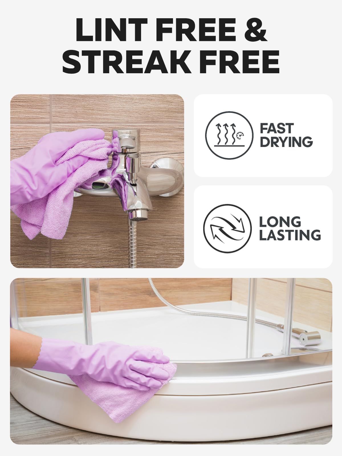 Fantasticlean Microfiber Cleaning Cloth Roll -75 Pack, Tear Away Microfiber Towels, 12" x 12", Reusable, Washable, Scratch Free, Ultra Absorbent