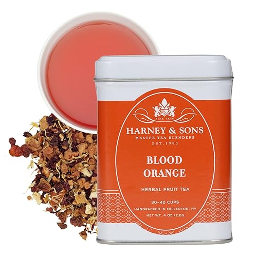 Harney & Sons Blood Orange Fruit Tea| 4 oz Loose Leaf Herbal Tea w Apple Pieces and Raspberry