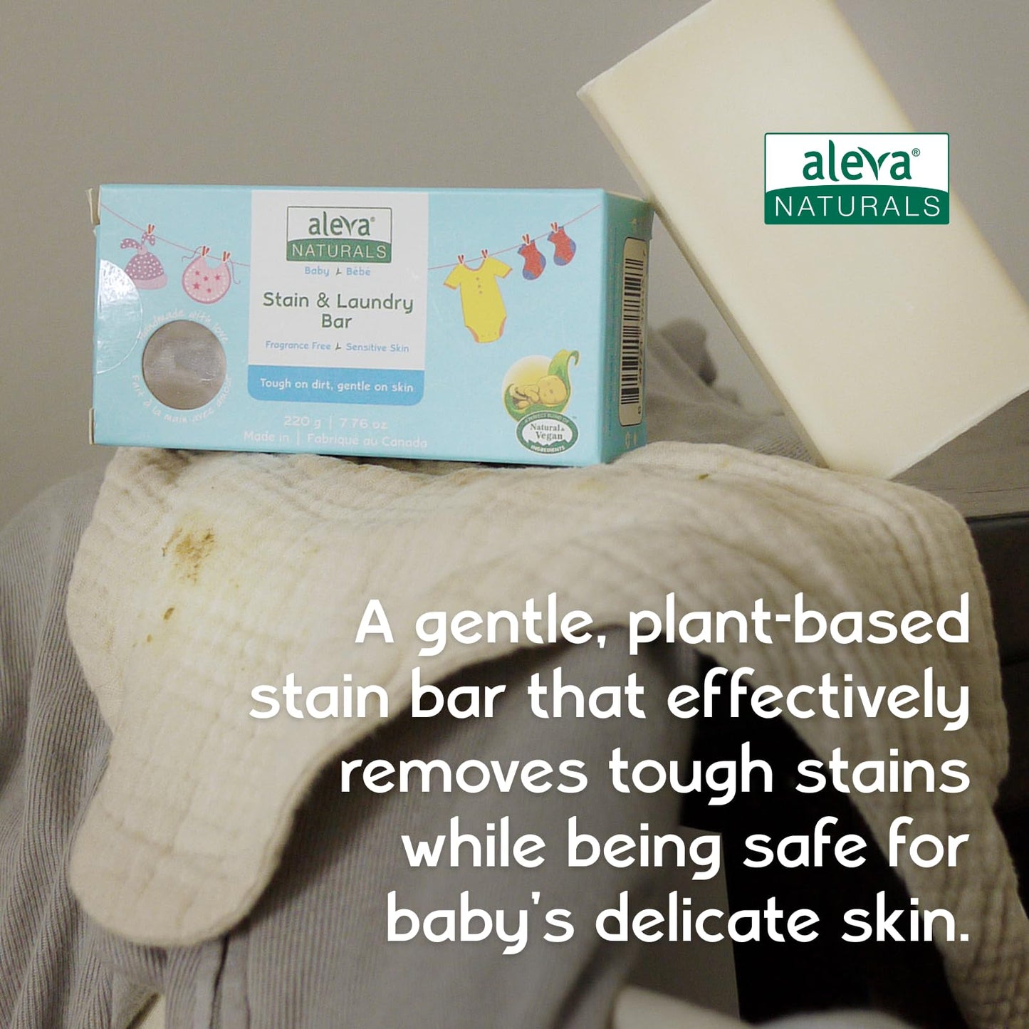 Stain Remover and Laundry Bar | Removes Stains from Clothing and Fabrics | Hand Wash Delicates | Targets Spit-Up, Food Mush and Soiled Clothing |