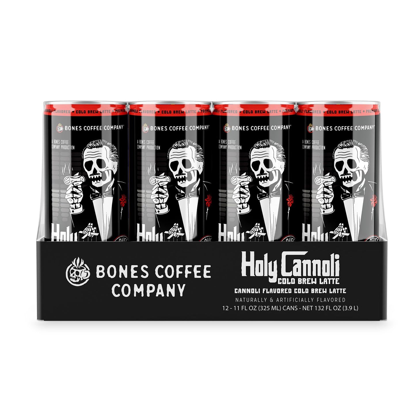 Bones Coffee Company Holy Cannoli Latte Baked Cannoli Flavored Coffee, Medium Roast Ready To Drink Iced Coffee in Can, 11 Fl Oz Can (12 Pack)