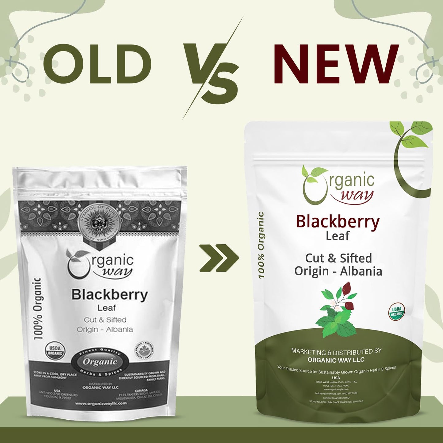 Organic Way Blackberry Leaf (Rubus fruticosus) Cut & Sifted - Herbal Tea | European Wild-Harvest | Organic & Kosher Certified | Non GMO & Gluten Free