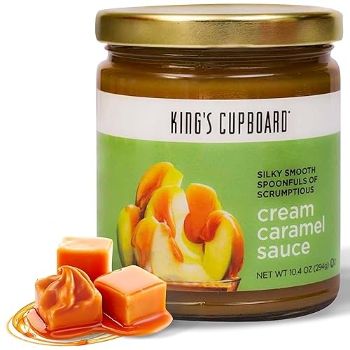 King's Cupboard Cream Caramel Sauce - The Perfect Sauce for Ice Cream, Fruit Dip, Topping Desserts, Caramel Drizzle for Coffee - Gluten-Free, Kosher, All Natural Ingredients, 10.4 oz