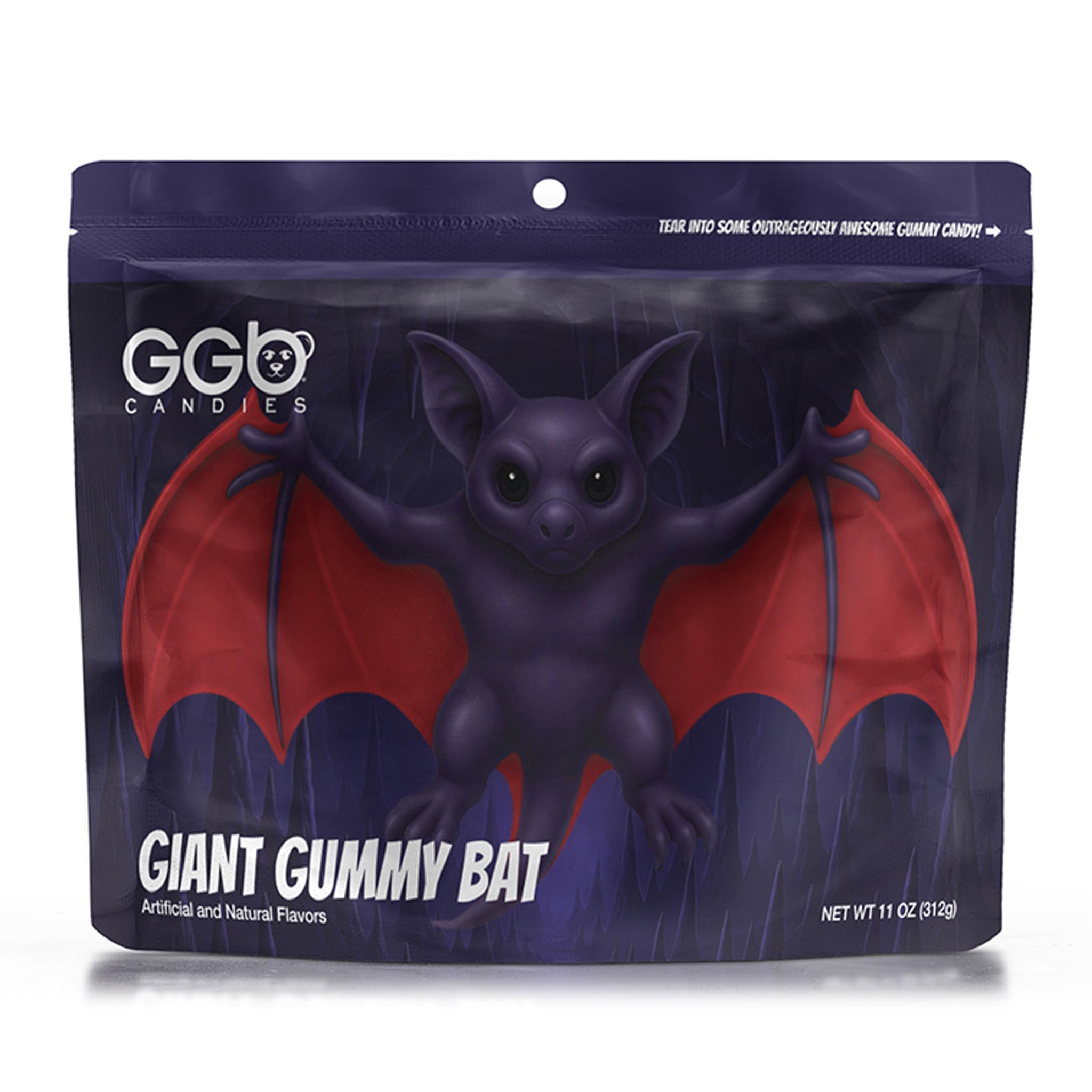 Giant Gummy Bat - Fly into Spooky Candy Fun from GGB Candies, the Ultimate Candy Experience! (Cherry/Blue Raspberry)