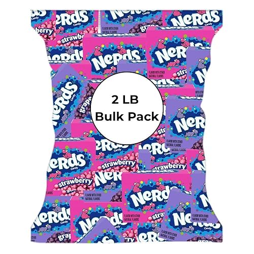 CandyKrave Nerds Mini Candy Bulk Strawberry and Grape Flavors - 2 lbs Pack Hard Candy Stocking Stuffers, Nerds Candy Mini Boxes - Delicious