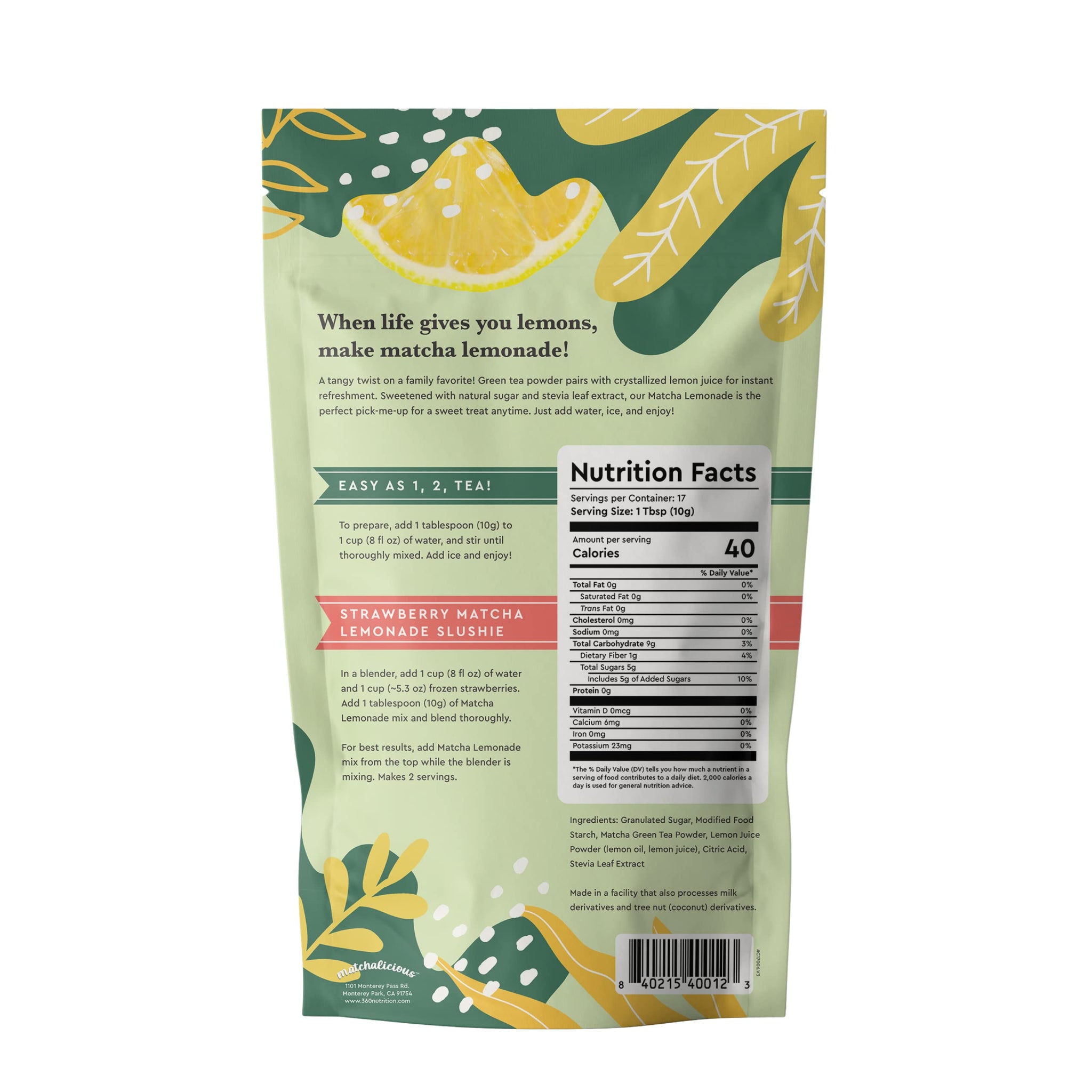 Matchalicious Matcha Lemonade Premium Japanese Green Tea Powder & REAL Lemon Crystals | Just Add Water, Dissolves Easily 6oz