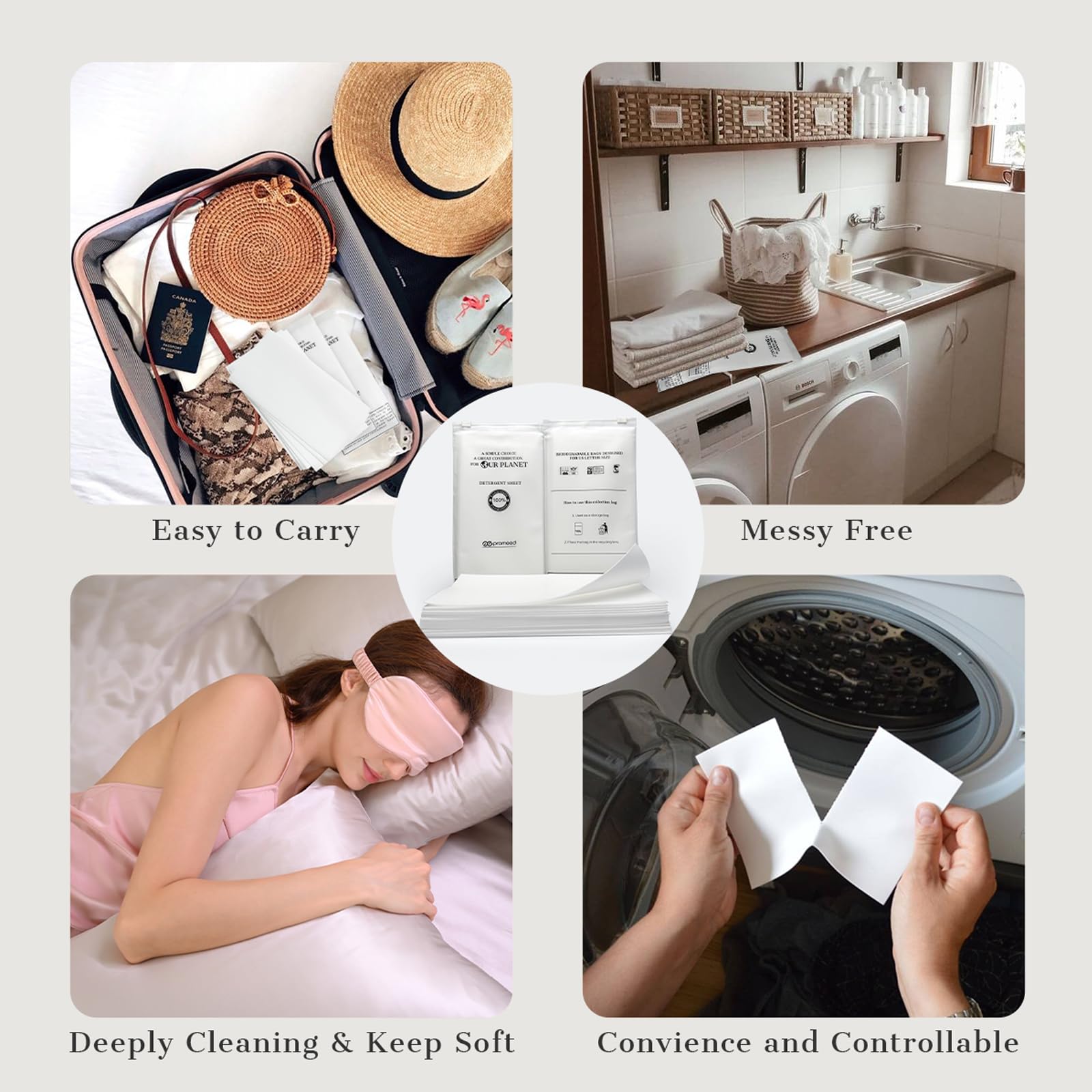 PROMEED Silk Detergent Sheets, Unscented for Delicates, Eco-friendly Plastic Free Non-sentizizing Gentle Silk Wash, Space Saving Easy to Carry