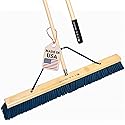 36" Heavy Duty Outdoor Push Broom with 60" Handle. Ideal for Asphalt, Concrete & Heavy Debris. Durable American Made Steel Brackets-Stainless Steel