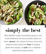 WILD GROATS Organic Raw Buckwheat - Grown in USA, Sproutable Seeds, 16 Oz. Gluten Free, Hulled, Vegan Complete Protein, Whole Grain, Non-GMO | For Sprouting, Flour, Cereal, Porridge, Cooking