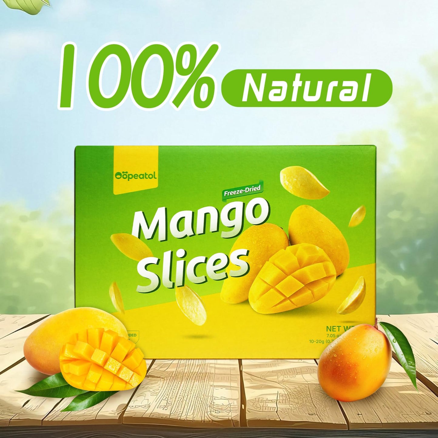 Mango Chips Crispy Freeze Dried Mango Slices, No Sugar Added Dried Fruit Snacks, Healthy Vegan Snacks for Kids & Adults, Lunch Box, Travel, Office