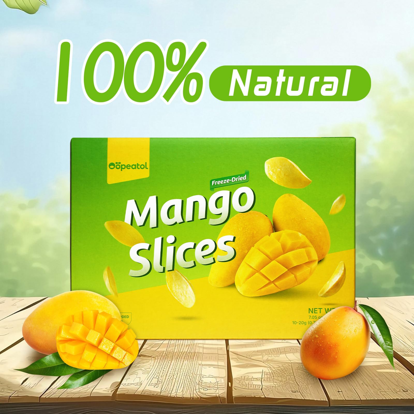 Mango Chips Crispy Freeze Dried Mango Slices, No Sugar Added Dried Fruit Snacks, Healthy Vegan Snacks for Kids & Adults, Lunch Box, Travel, Office