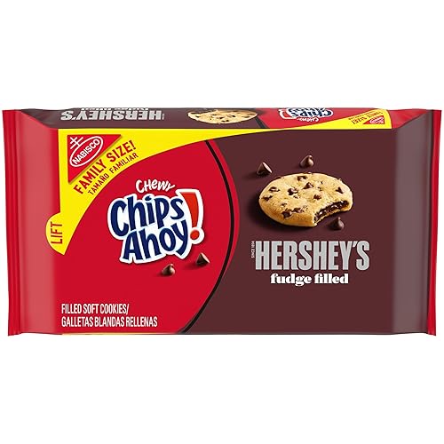 CHIPS AHOY! Chewy Hershey's Fudge Filled Soft Chocolate Chip Cookies, Family Size, 14.85 oz